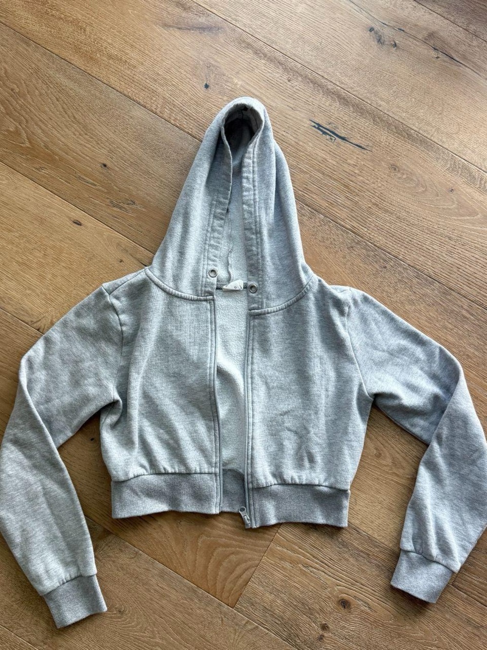 Rosio USA Grey Cropped Zip Hoodie Women’s Small